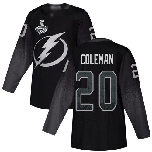 Adidas Lightning #20 Blake Coleman Black Alternate Authentic 2020 Stanley Cup Champions Stitched NHL Jersey