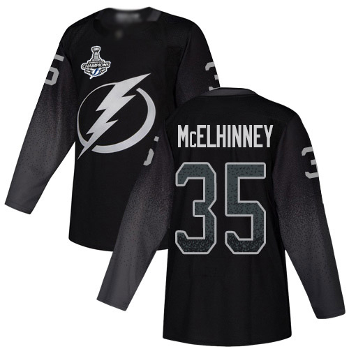Adidas Lightning #35 Curtis McElhinney Black Alternate Authentic 2020 Stanley Cup Champions Stitched NHL Jersey