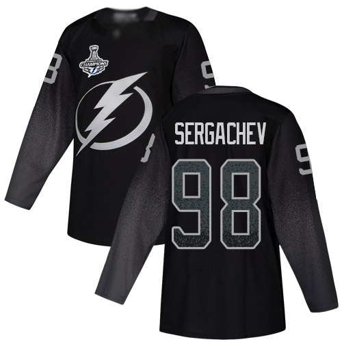 Adidas Lightning #98 Mikhail Sergachev Black Alternate Authentic 2020 Stanley Cup Champions Stitched NHL Jersey