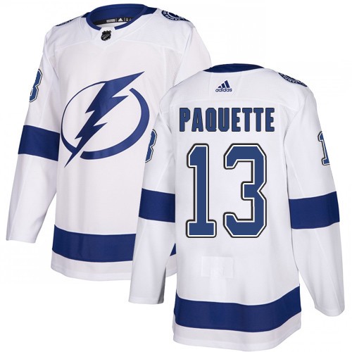 Adidas Lightning #13 Cedric Paquette White Road Authentic Stitched NHL Jersey
