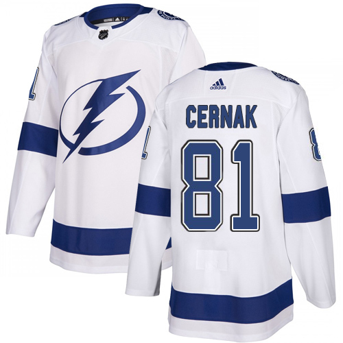 Adidas Lightning #81 Erik Cernak White Road Authentic Stitched NHL Jersey