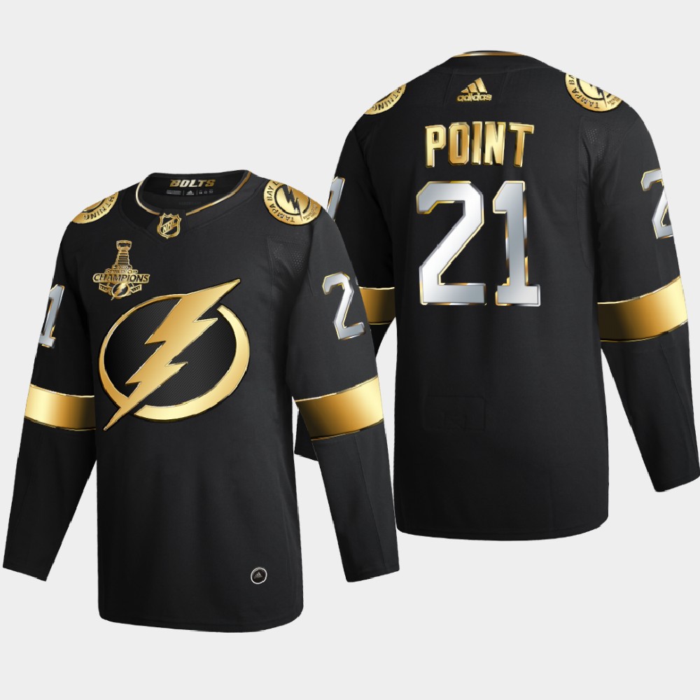 Tampa Bay Lightning #21 Brayden Point Men's Adidas Black Golden Edition Limited Stitched NHL Jersey