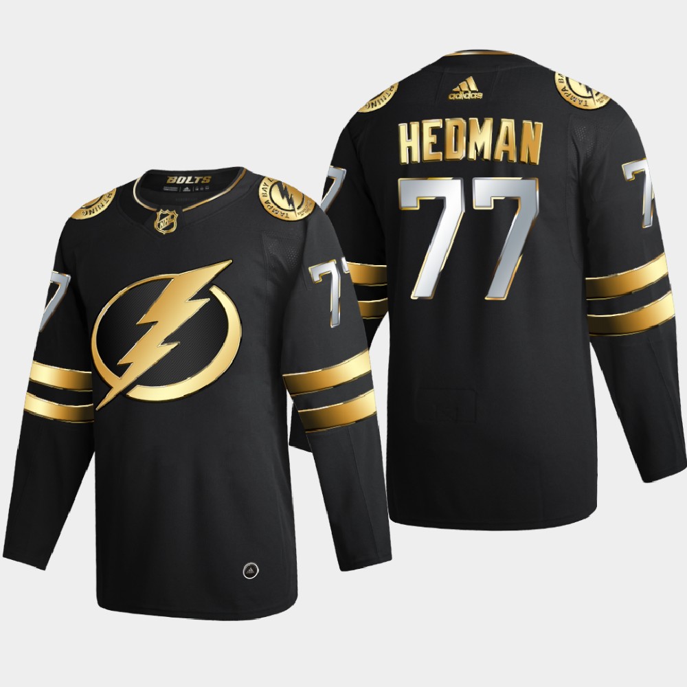 Tampa Bay Lightning #77 Victor Hedman Men's Adidas Black Golden Edition Limited Stitched NHL Jersey