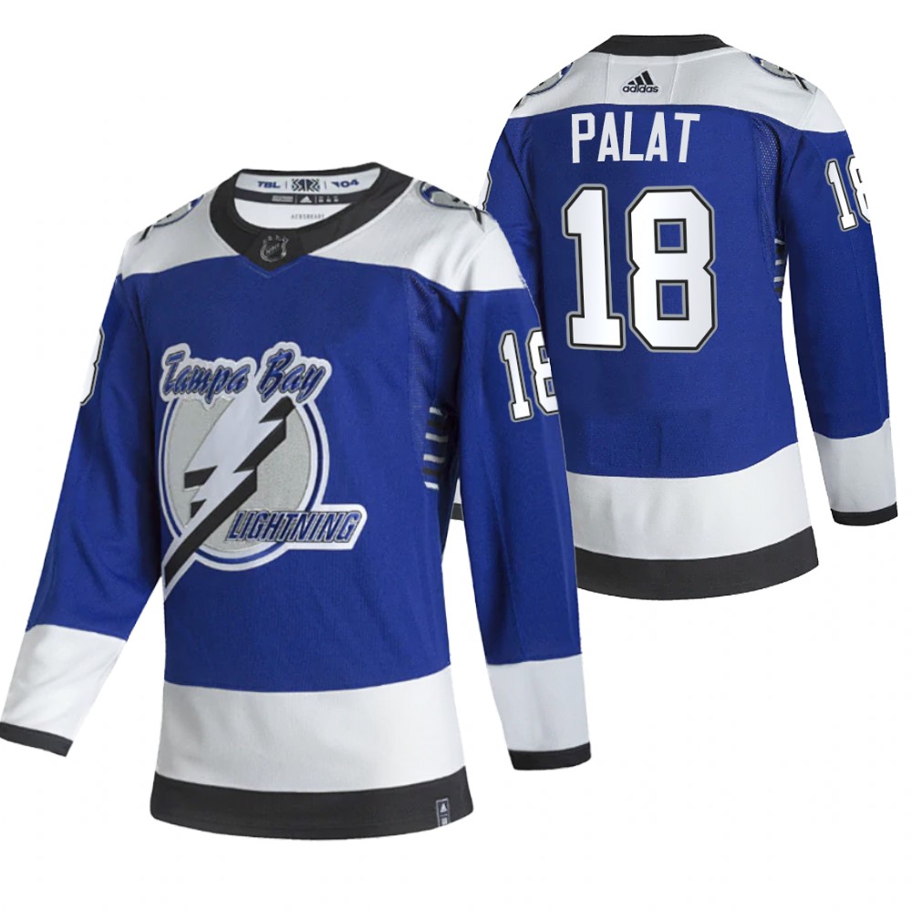 Tampa Bay Lightning #18 Ondrej Palat Blue Men's Adidas 2020-21 Alternate Authentic Player NHL Jersey