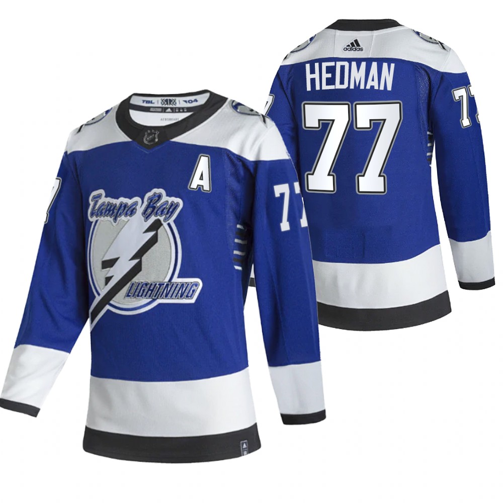 Tampa Bay Lightning #77 Victor Hedman Blue Men's Adidas 2020-21 Alternate Authentic Player NHL Jersey