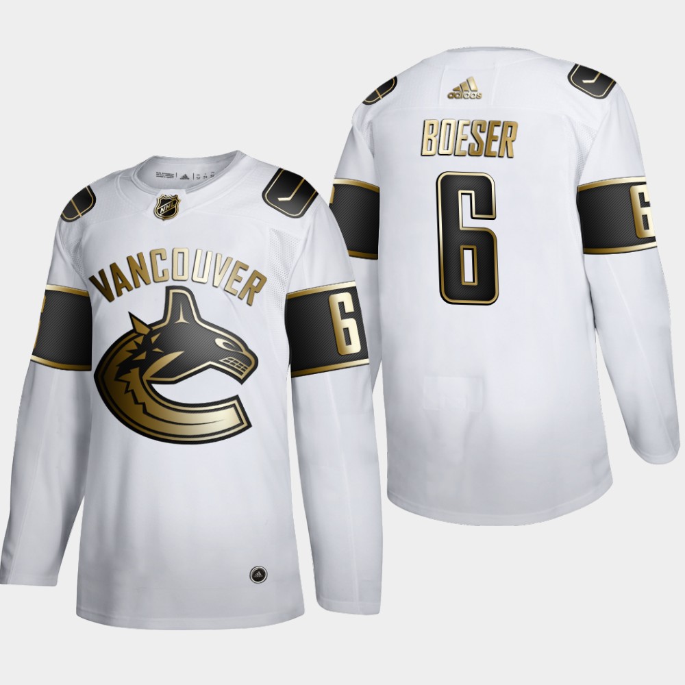 Vancouver Canucks #6 Brock Boeser Men's Adidas White Golden Edition Limited Stitched NHL Jersey