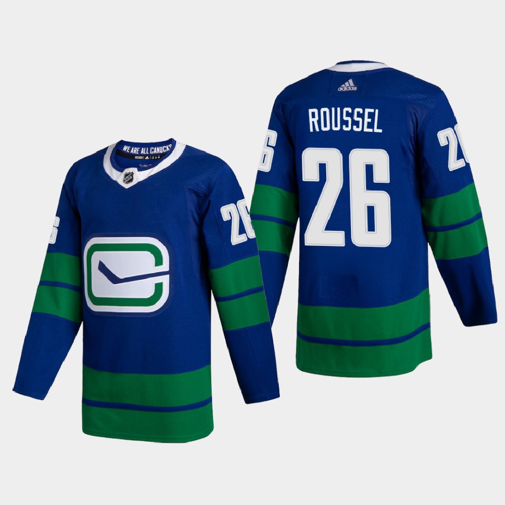 Vancouver Canucks #26 Antoine Roussel Men's Adidas 2020-21 Authentic Player Alternate Stitched NHL Jersey Blue