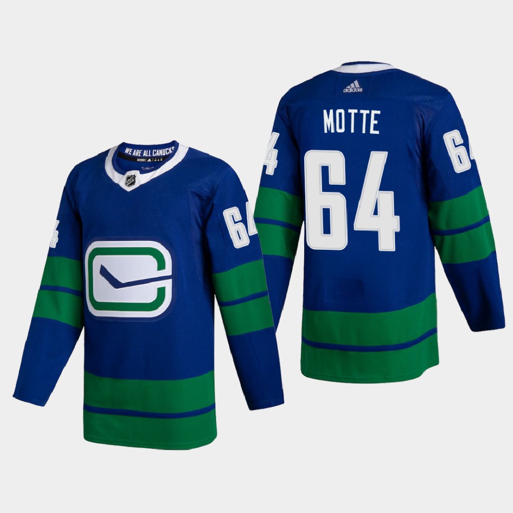 Vancouver Canucks #64 Tyler Motte Men's Adidas 2020-21 Authentic Player Alternate Stitched NHL Jersey Blue
