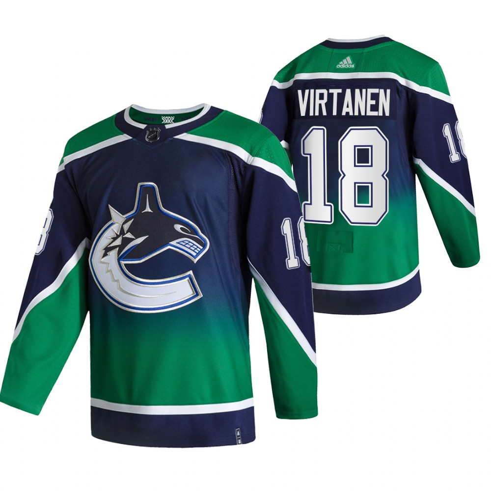 Vancouver Canucks #18 Jake Virtanen Green Men's Adidas 2020-21 Reverse Retro Alternate NHL Jersey