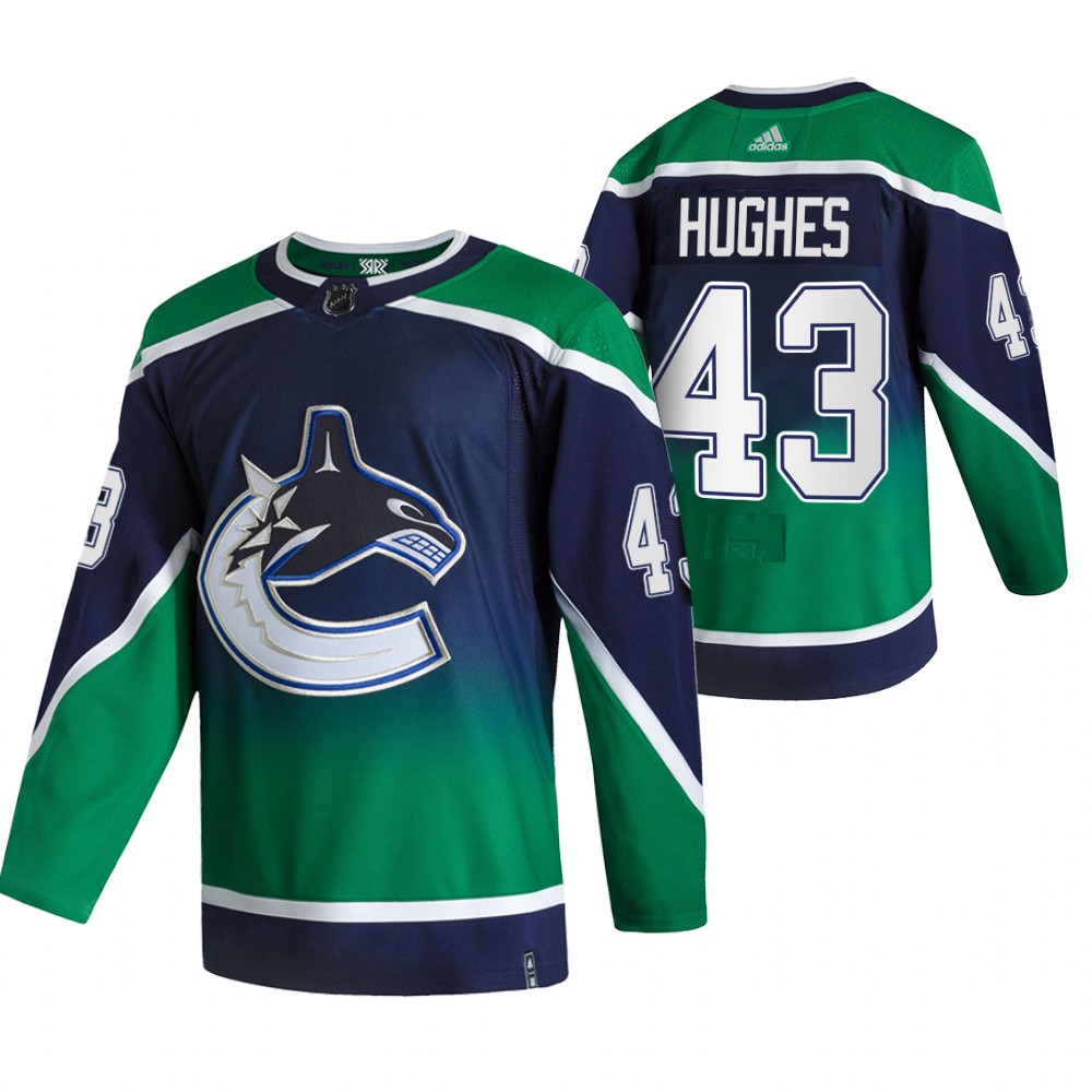 Vancouver Canucks #43 Quinn Hughes Green Men's Adidas 2020-21 Reverse Retro Alternate NHL Jersey Vancouver Canucks #43 Quinn Hughes Green Men's Adidas 2020-21 Reverse Retro Alternate NHL Jersey