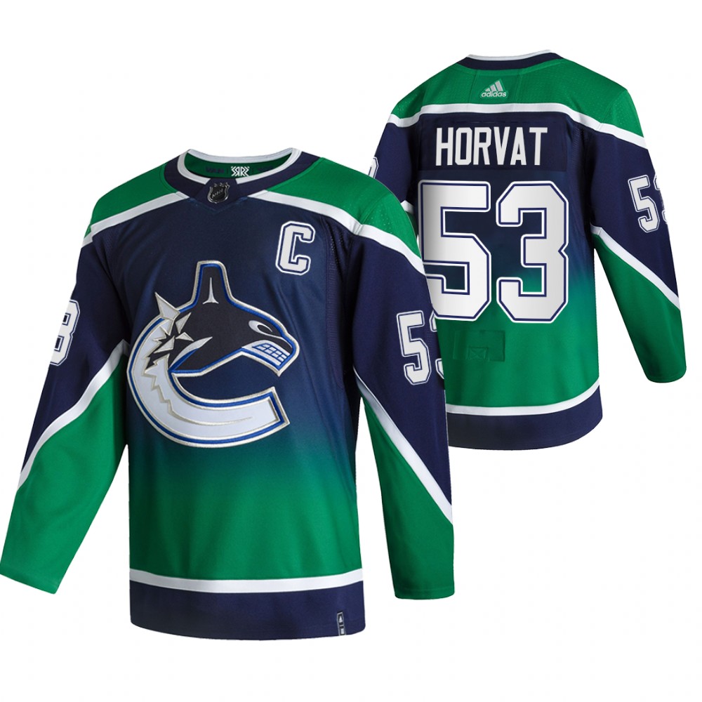 Vancouver Canucks #53 Bo Horvat Green Men's Adidas 2020-21 Reverse Retro Alternate NHL Jersey