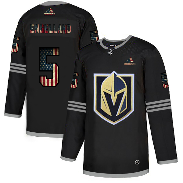 Vegas Golden Knights #5 Deryk Engelland Adidas Men's Black USA Flag Limited NHL Jersey?