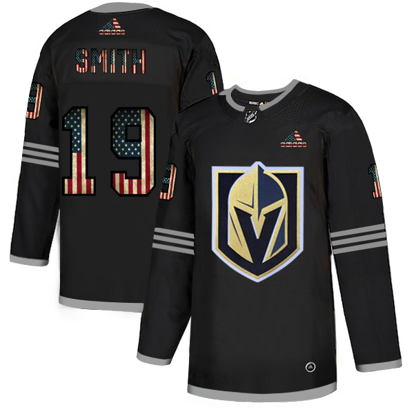 Vegas Golden Knights #19 Reilly Smith Adidas Men's Black USA Flag Limited NHL Jersey