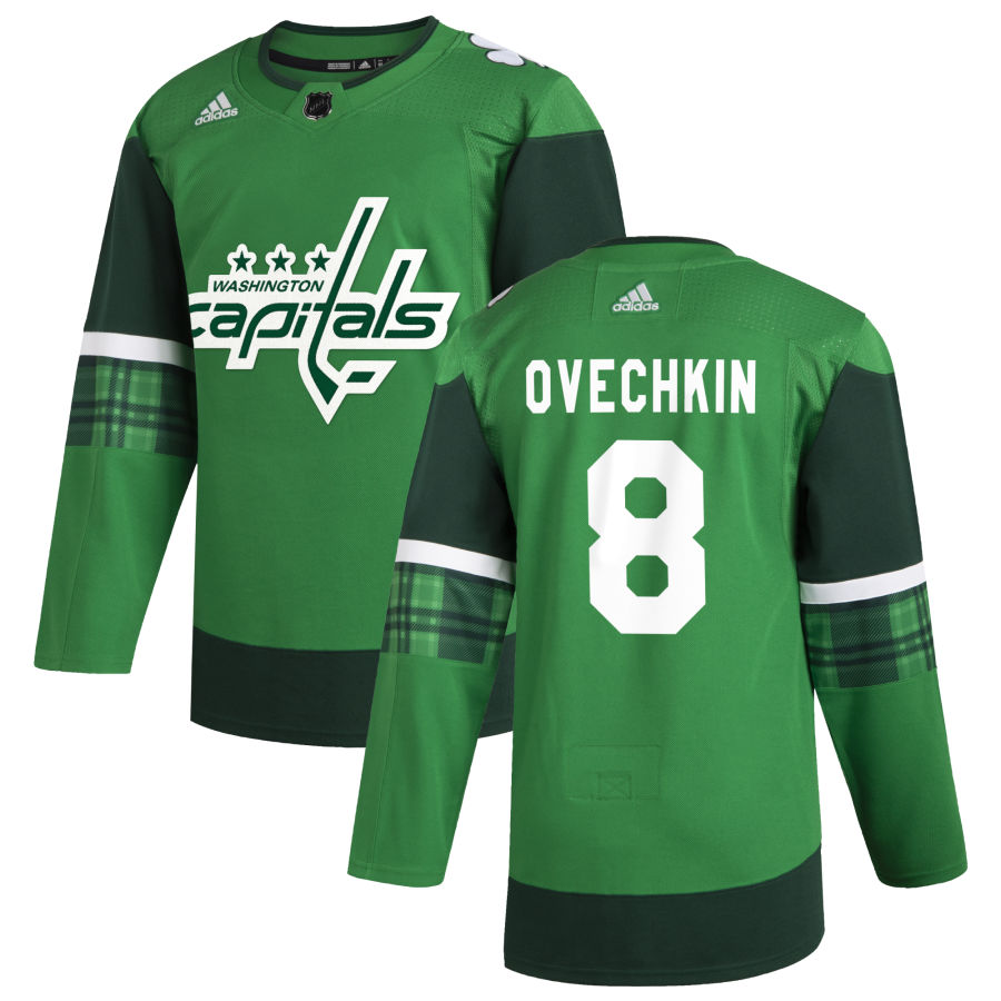 Washington Capitals #8 Alex Ovechkin Men's Adidas 2020 St. Patrick's Day Stitched NHL Jersey Green