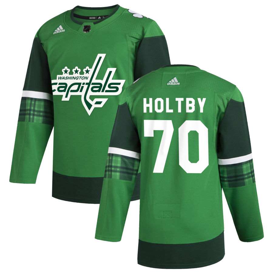 Washington Capitals #70 Braden Holtby Men's Adidas 2020 St. Patrick's Day Stitched NHL Jersey Green
