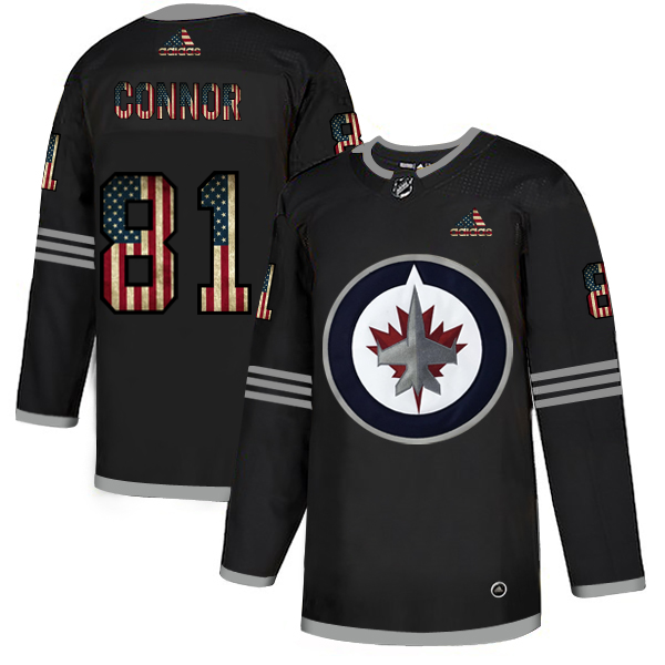 Winnipeg Jets #81 Kyle Connor Adidas Men's Black USA Flag Limited NHL Jersey