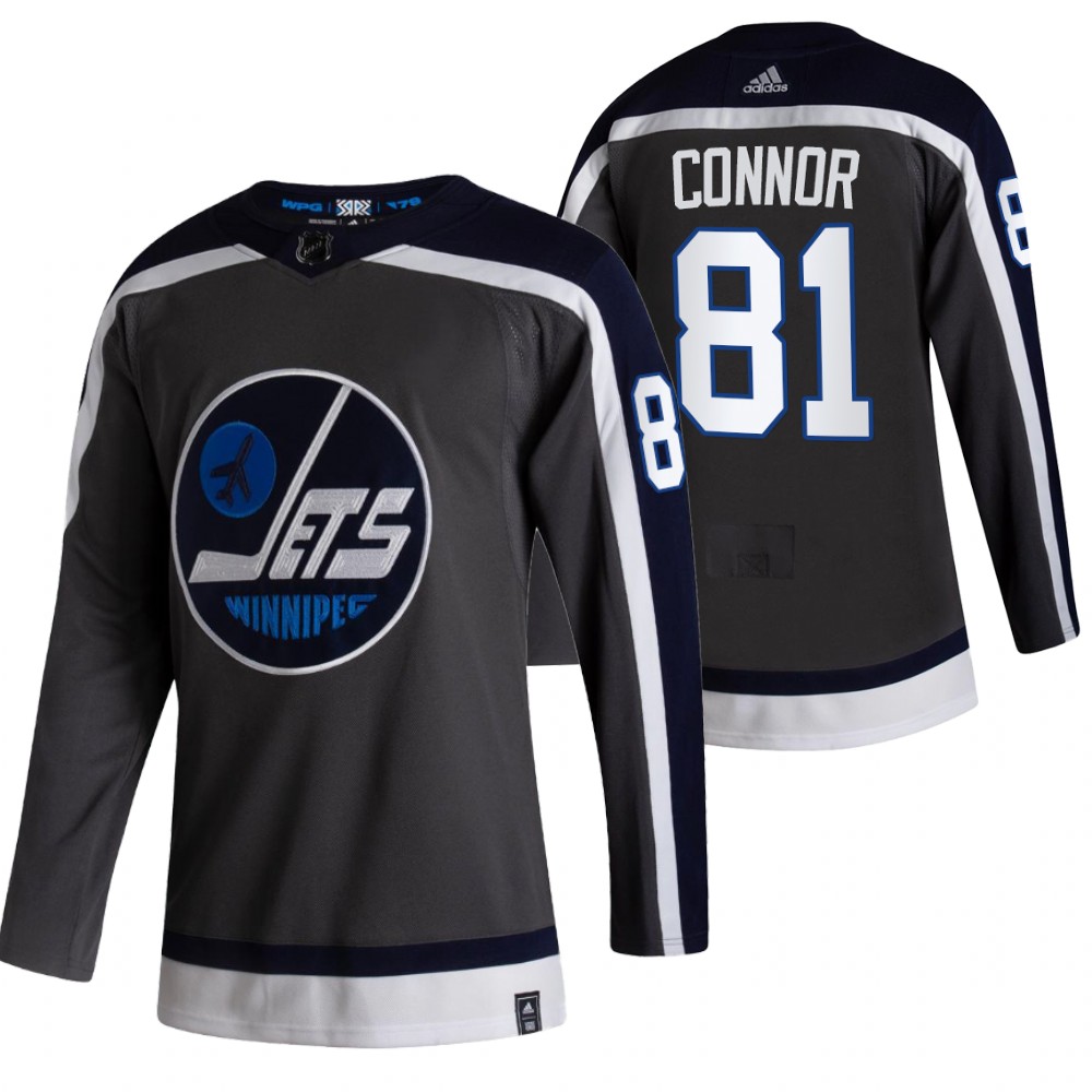 Winnipeg Jets #81 Kyle Connor Black Men's Adidas 2020-21 Alternate Authentic Player NHL Jersey
