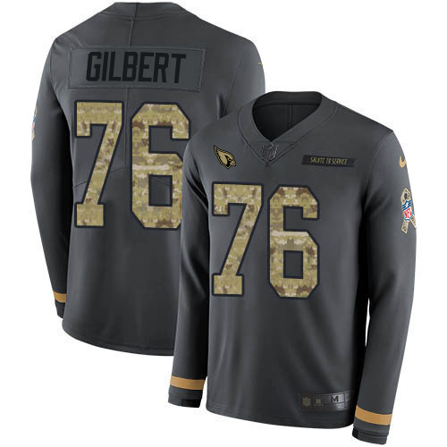 Nike Cardinals #76 Marcus Gilbert Anthracite Salute to Service Men's Stitched NFL Limited Therma Long Sleeve Jersey