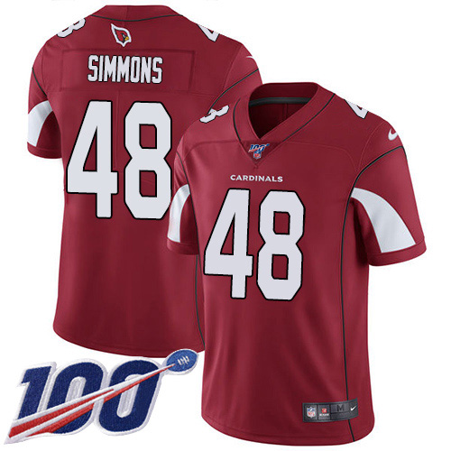Nike Cardinals #48 Isaiah Simmons Red Team Color Men's Stitched NFL 100th Season Vapor Untouchable Limited Jersey