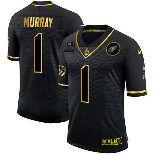 Arizona Cardinals #1 Kyler Murray Men's Nike 2020 Salute To Service Golden Limited NFL Jersey Black