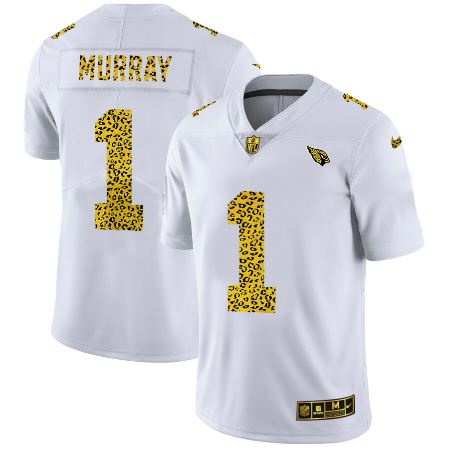 Arizona Cardinals #1 Kyler Murray Men's Nike Flocked Leopard Print Vapor Limited NFL Jersey White