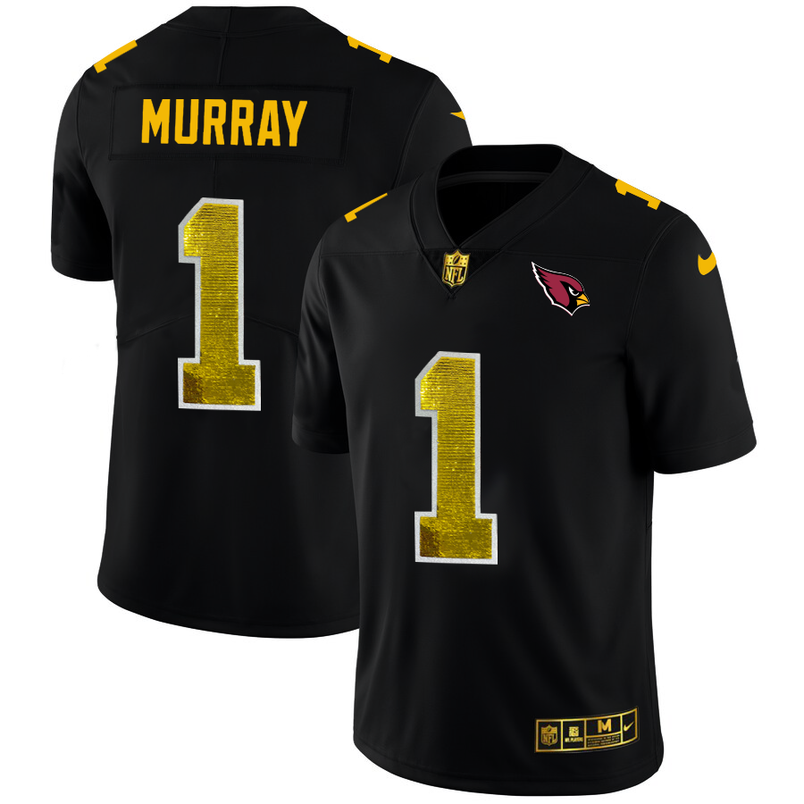 Arizona Cardinals #1 Kyler Murray Men's Black Nike Golden Sequin Vapor Limited NFL Jersey