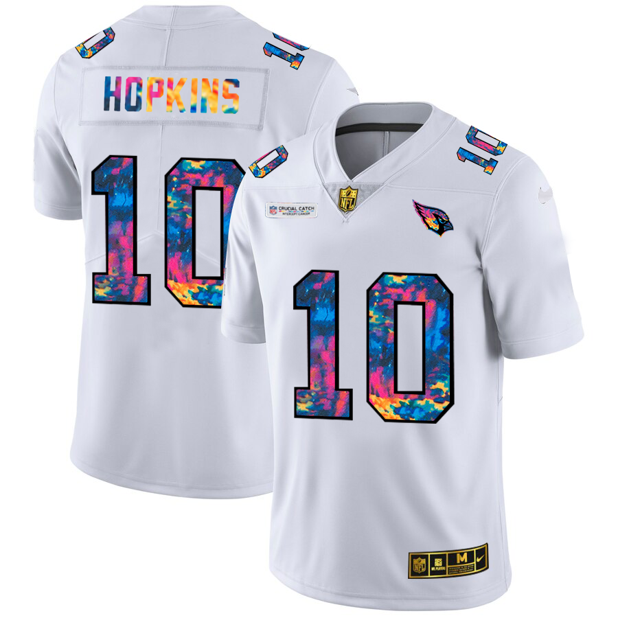 Arizona Cardinals #10 DeAndre Hopkins Men's White Nike Multi-Color 2020 NFL Crucial Catch Limited NFL Jersey