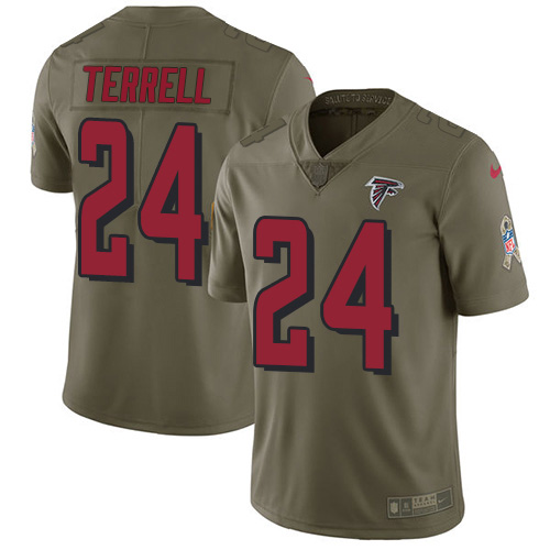 Nike Falcons #24 A.J. Terrell Olive Men's Stitched NFL Limited 2017 Salute To Service Jersey Nike Falcons #24 A.J. Terrell Olive Men's Stitched NFL Limited 2017 Salute To Service Jersey