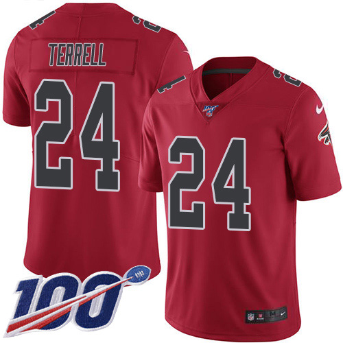 Nike Falcons #24 A.J. Terrell Red Men's Stitched NFL Limited Rush 100th Season Jersey