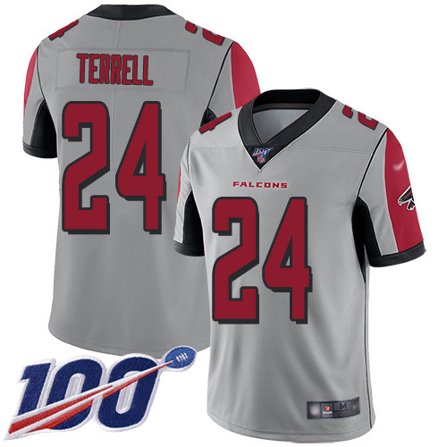 Nike Falcons #24 A.J. Terrell Silver Men's Stitched NFL Limited Inverted Legend 100th Season Jersey