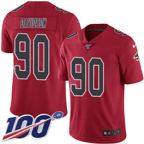 Nike Falcons #90 Marlon Davidson Red Men's Stitched NFL Limited Rush 100th Season Jersey