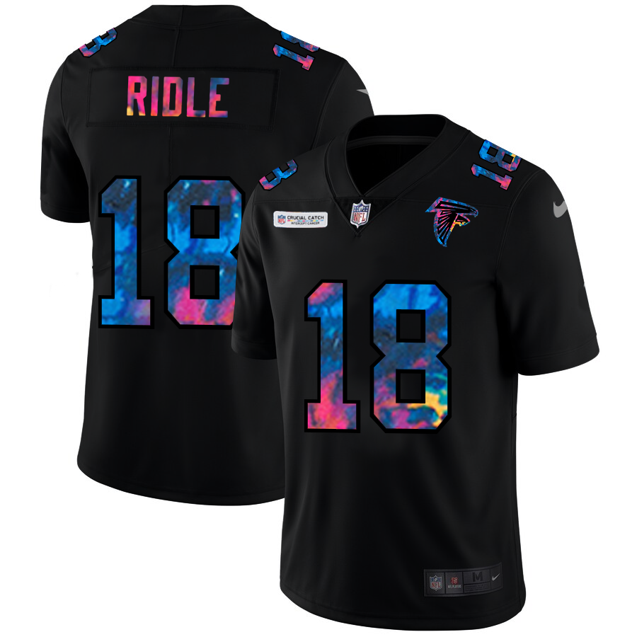 Atlanta Falcons #18 Calvin Ridley Men's Nike Multi-Color Black 2020 NFL Crucial Catch Vapor Untouchable Limited Jersey