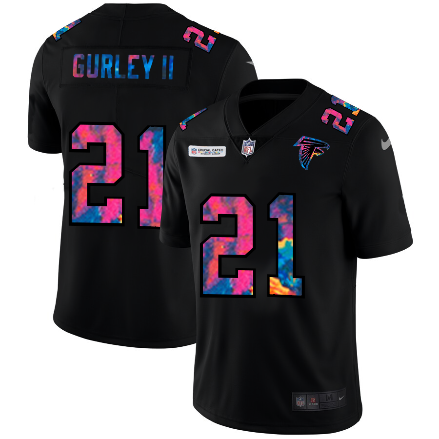 Atlanta Falcons #21 Todd Gurley II Men's Nike Multi-Color Black 2020 NFL Crucial Catch Vapor Untouchable Limited Jersey