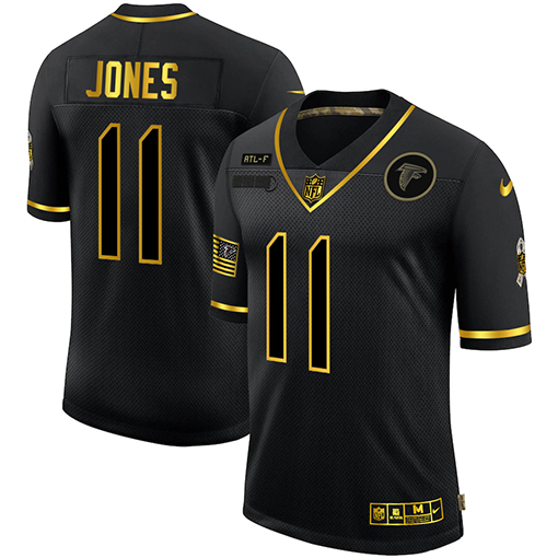 Atlanta Falcons #11 Julio Jones Men's Nike 2020 Salute To Service Golden Limited NFL Jersey Black