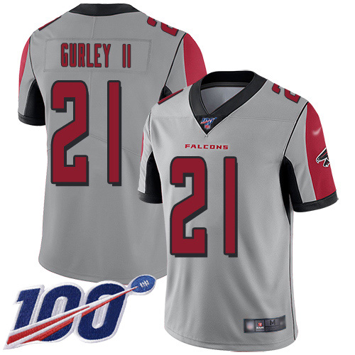 Nike Falcons #21 Todd Gurley II Silver Men's Stitched NFL Limited Inverted Legend 100th Season Jersey Nike Falcons #21 Todd Gurley II Silver Men's Stitched NFL Limited Inverted Legend 100th Season Jersey