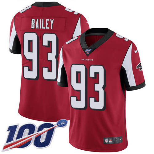 Nike Falcons #93 Allen Bailey Red Team Color Men's Stitched NFL 100th Season Vapor Untouchable Limited Jersey