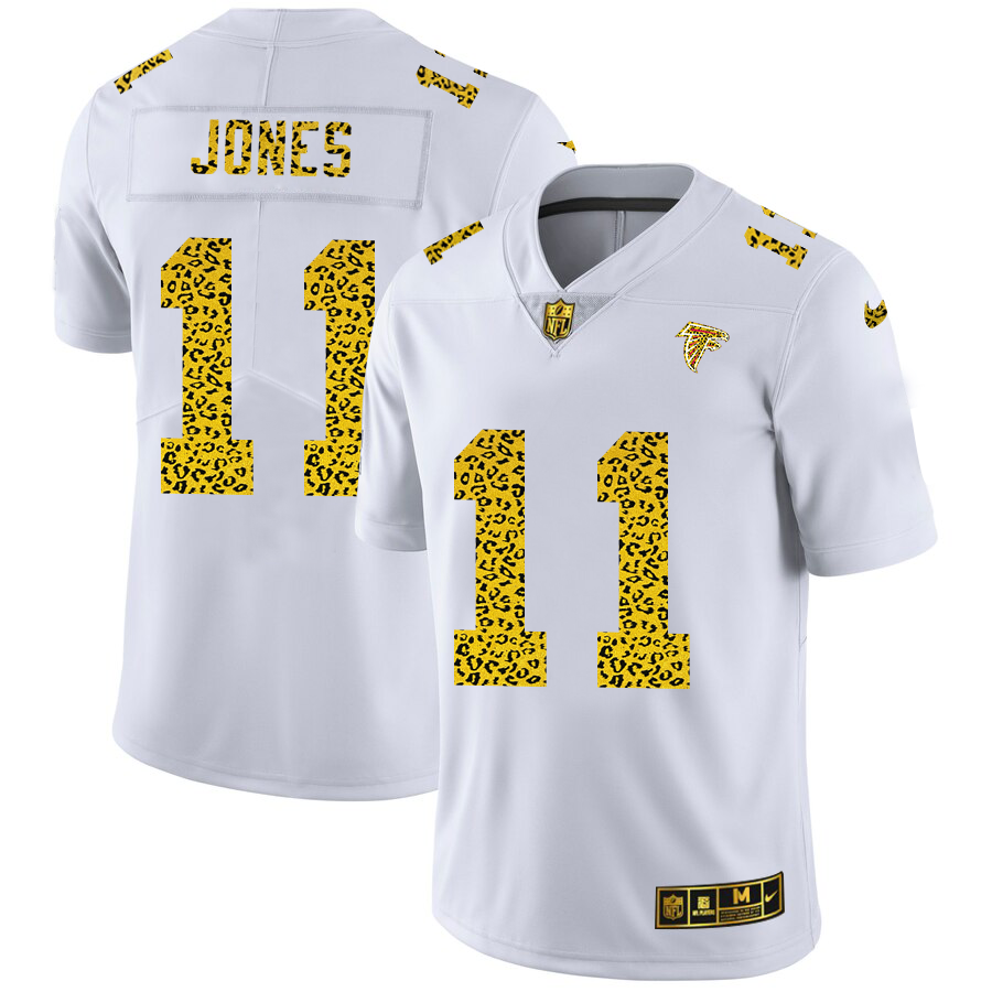 Atlanta Falcons #11 Julio Jones Men's Nike Flocked Leopard Print Vapor Limited NFL Jersey White