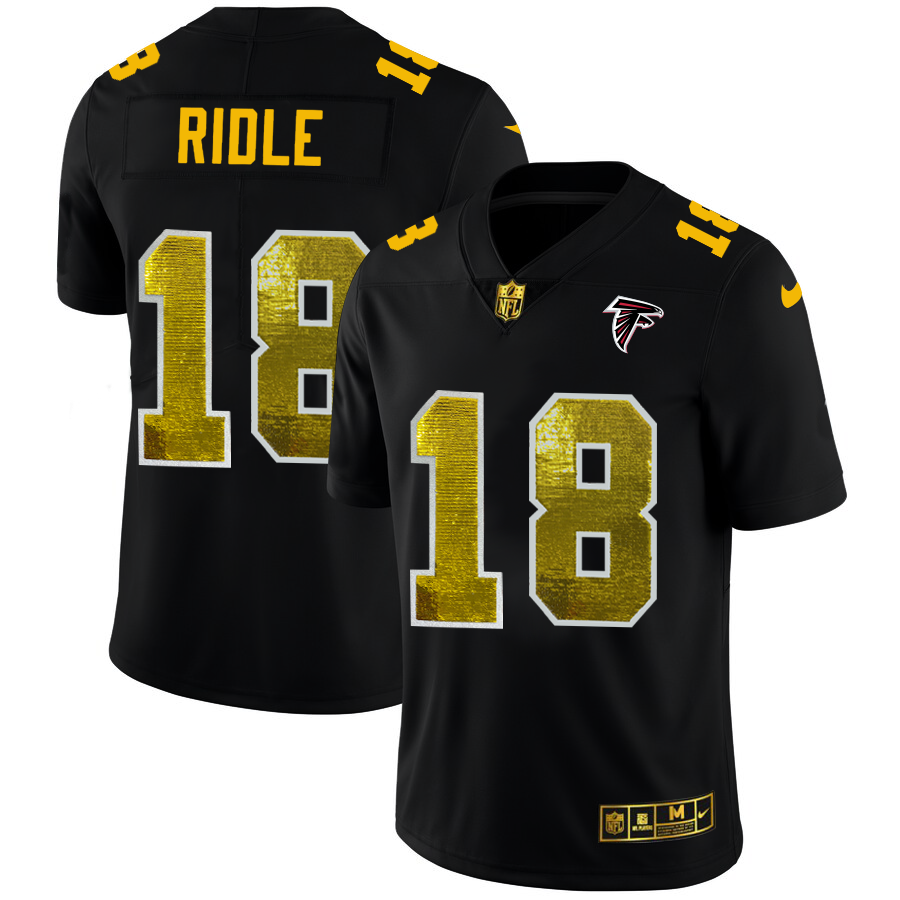 Atlanta Falcons #18 Calvin Ridley Men's Black Nike Golden Sequin Vapor Limited NFL Jersey