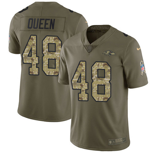 Nike Ravens #48 Patrick Queen Olive/Camo Men's Stitched NFL Limited 2017 Salute To Service Jersey