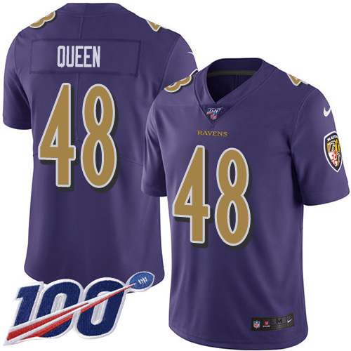 Nike Ravens #48 Patrick Queen Purple Men's Stitched NFL Limited Rush 100th Season Jersey