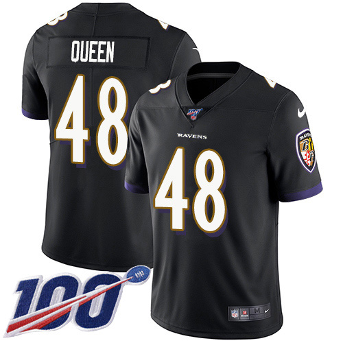 Nike Ravens #48 Patrick Queen Black Alternate Men's Stitched NFL 100th Season Vapor Untouchable Limited Jersey