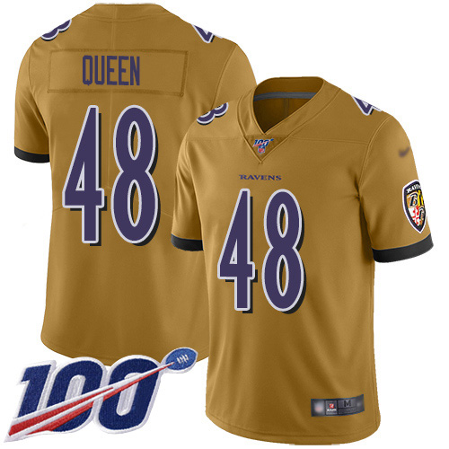 Nike Ravens #48 Patrick Queen Gold Men's Stitched NFL Limited Inverted Legend 100th Season Jersey