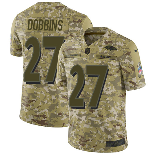 Nike Ravens #27 J.K. Dobbins Camo Men's Stitched NFL Limited 2018 Salute To Service Jersey