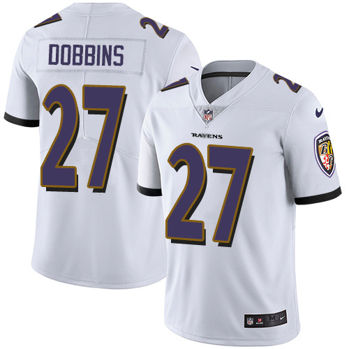 Nike Ravens #27 J.K. Dobbins White Men's Stitched NFL Vapor Untouchable Limited Jersey