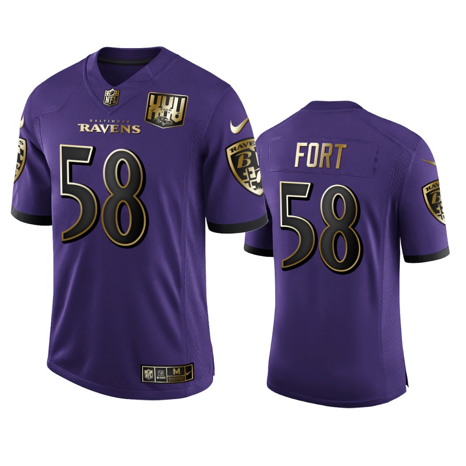 Baltimore Ravens #58 L.J. Fort Men's Nike Purple Team 25th Season Golden Limited NFL Jersey