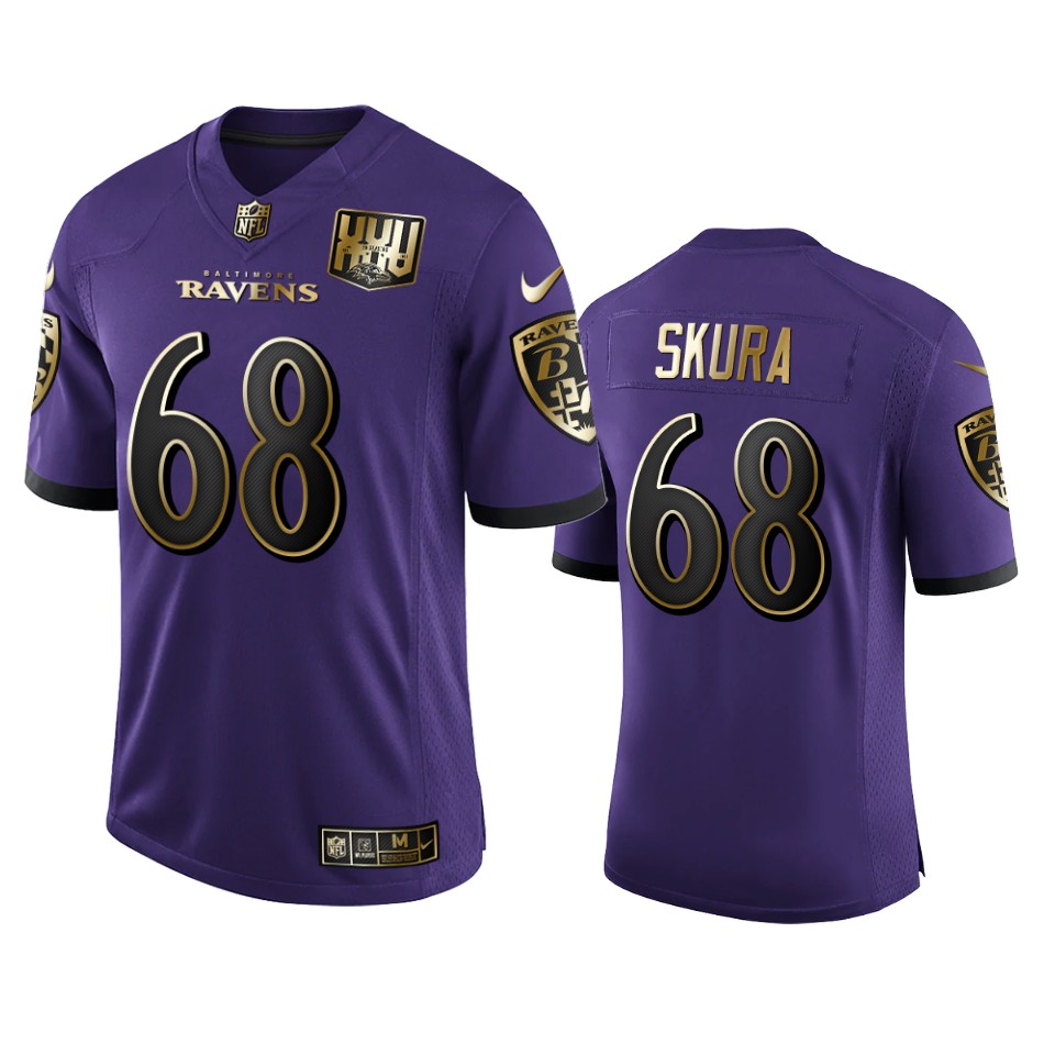 Baltimore Ravens #68 Matt Skura Men's Nike Purple Team 25th Season Golden Limited NFL Jersey
