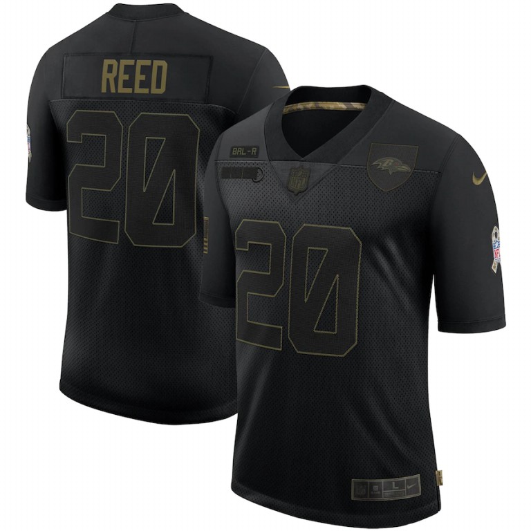 Baltimore Ravens #20 Ed Reed Nike 2020 Salute To Service Retired Limited Jersey Black