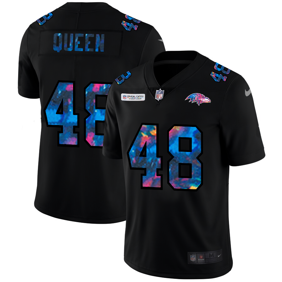 Baltimore Ravens #48 Patrick Queen Men's Nike Multi-Color Black 2020 NFL Crucial Catch Vapor Untouchable Limited Jersey