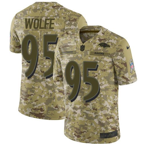 Nike Ravens #95 Derek Wolfe Camo Men's Stitched NFL Limited 2018 Salute To Service Jersey