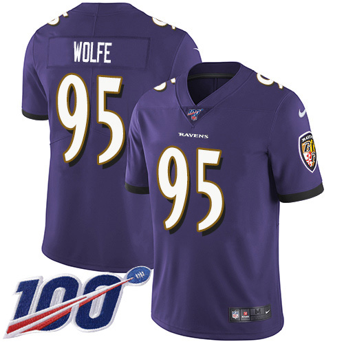 Nike Ravens #95 Derek Wolfe Purple Team Color Men's Stitched NFL 100th Season Vapor Untouchable Limited Jersey